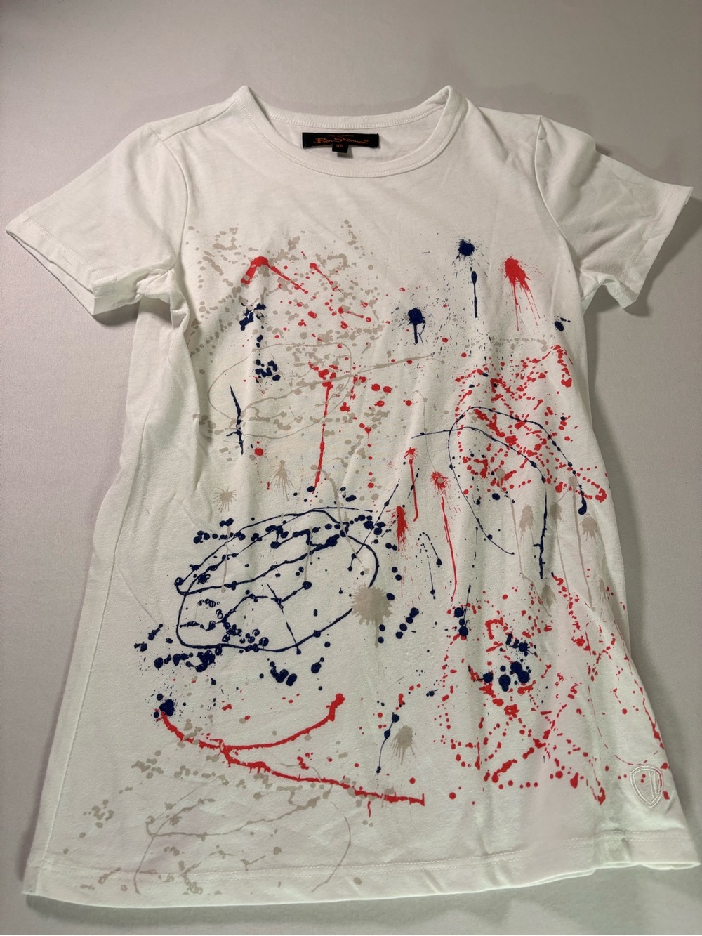 Ben Sherman White Tee with Black Tag and Orange Logo